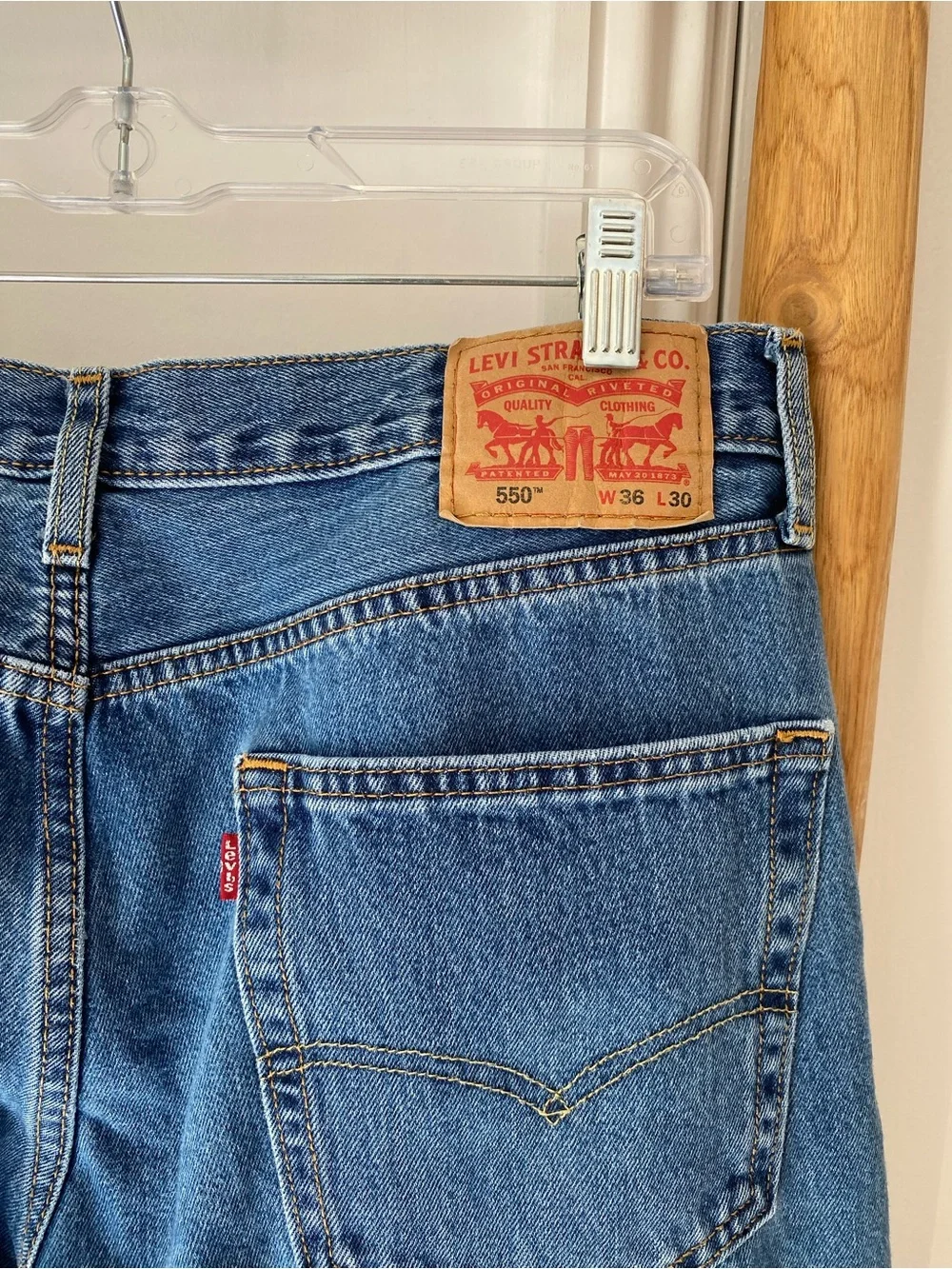 Levis 505 Jeans Mens 36x30 Blue Relaxed Fit Straight Leg Denim Casual